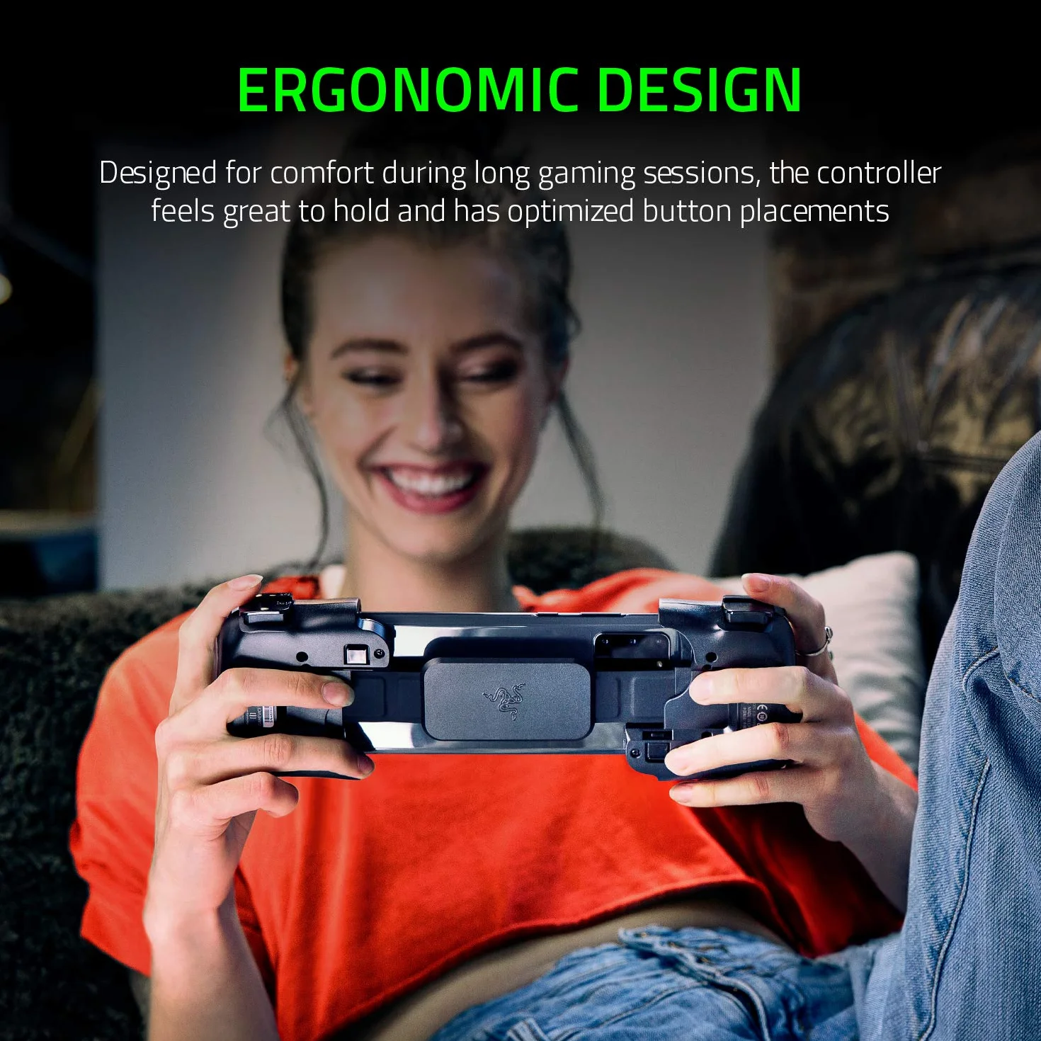 Razer Kishi - Mando de Juegos para Smartphone Android (Conector Lightning, diseño ergonómico, Ajuste Personalizado, Stick analógico, latencia ultrabaja) Negro
