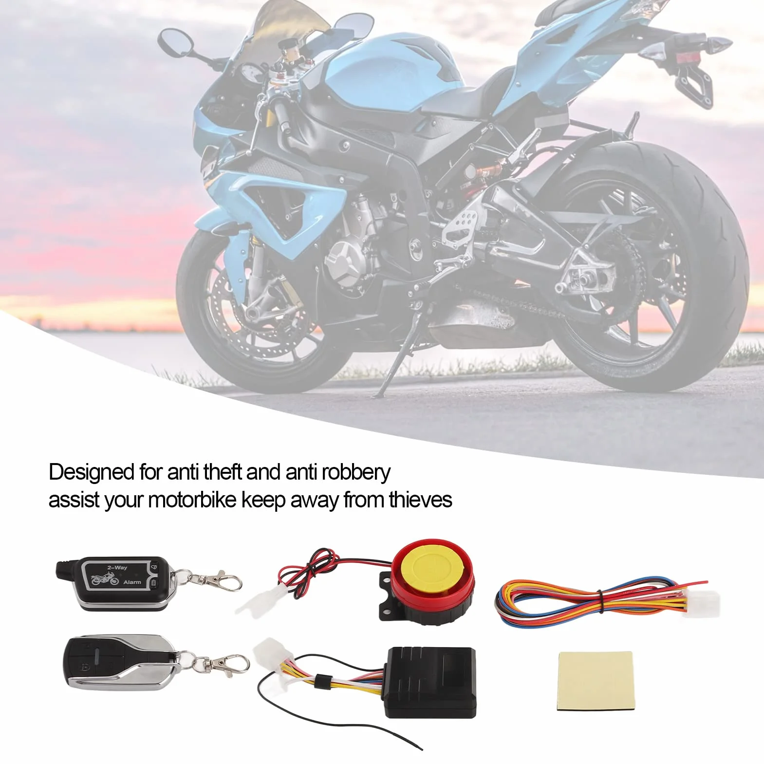 Sistema de Alarma de 2 Vías para Motocicleta, Alerta de Sonido de Vibración Antirrobo, Control Remoto LCD, Ahorro de Energía Antirrobo